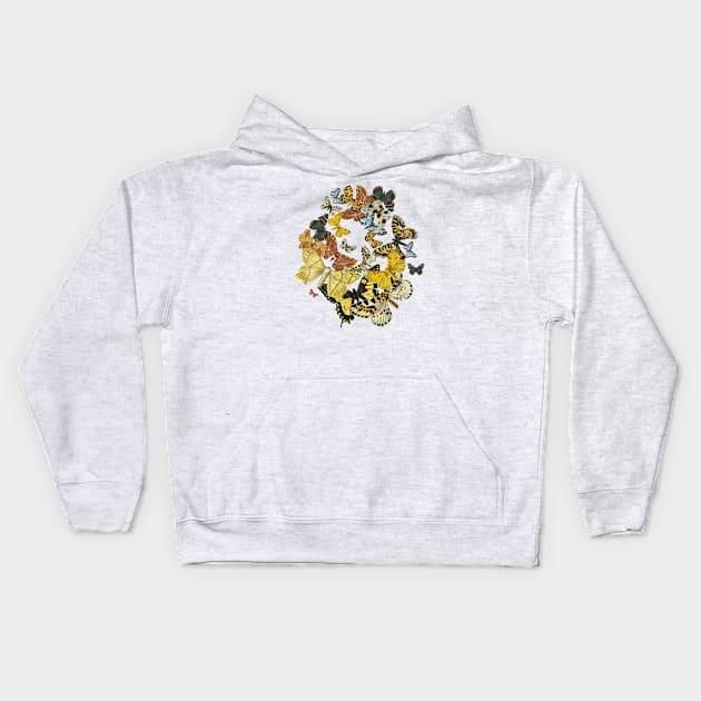 A Swarm Of Vintage Butterflies Vector Kids Hoodie by taiche